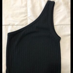 Cute black one sleeve crop top from American Eagle